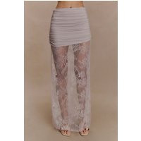 Guinevere Lace And Mesh Maxi Skirt / Lilac | MESHKI | M | MESHKI US