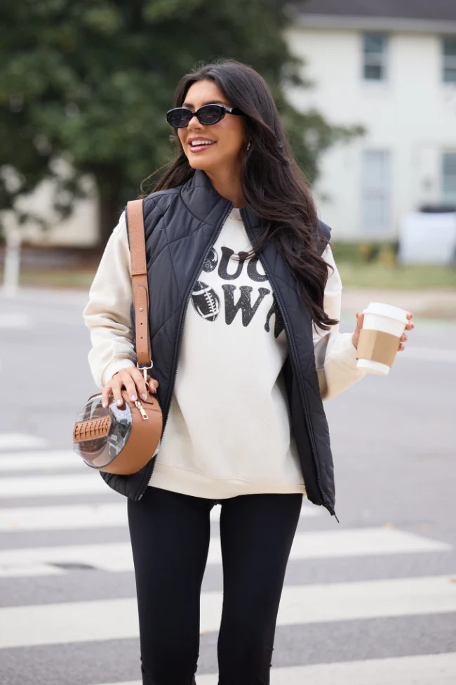 Dora Black Quilted Puffer Vest | Pink Lily