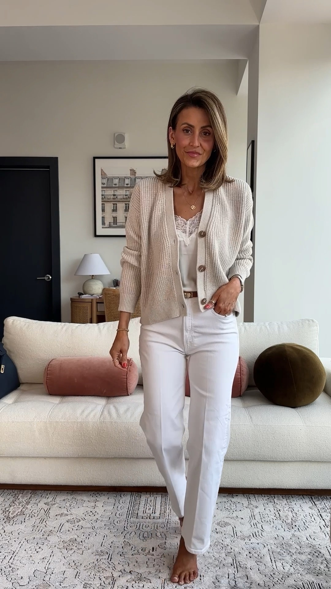 Day 6 of 7 Pinterest Inspired Chic Spring Outfits 🫶🏽✨ 

Cropped cream jeans, ivory cami, fisherman boxy cropped cardigan, tan suede loafers, Kelly belt, Birkin similar tote , miu miu sunglasses. 

#LTKStyleTip #LTKGiftGuide #LTKShoeCrush