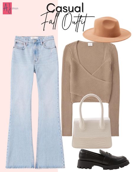 I love a simple fall outfit with a wrap sweater and flared jeans.  This cute and casual date outfit is even perfect for a girls night out.  These jeans are the perfect fall trend.

#LTKstyletip #LTKunder100 #LTKSeasonal