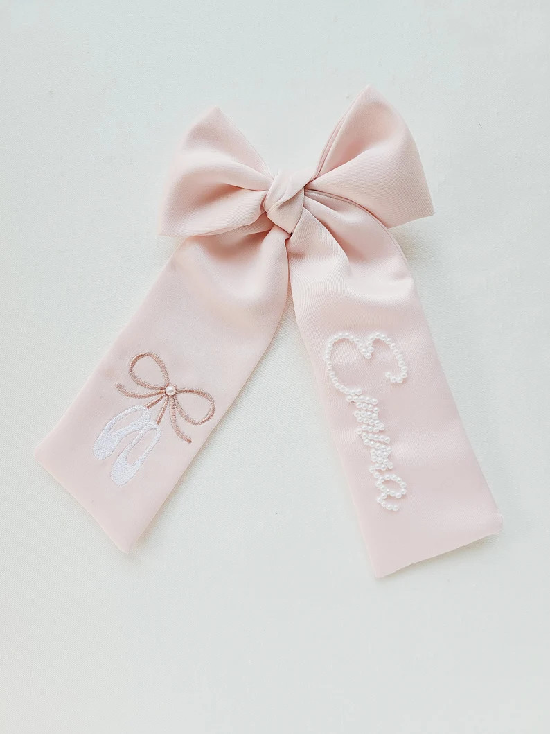 Ballerina Shoes Embroidered Bow With Name | Etsy (US)