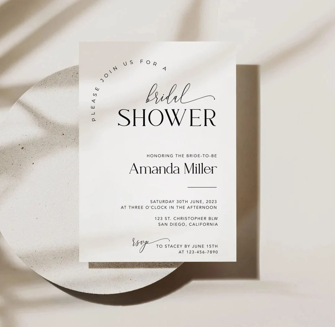 Minimal Bridal Shower Template Card, Printable Bridal Invitation Template, 100% Editable Template... | Etsy (US)