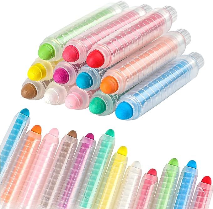 12 Pcs Dustless Chalk, Color twistable Chalk for Office Whiteboard Painting, Writing | Amazon (US)