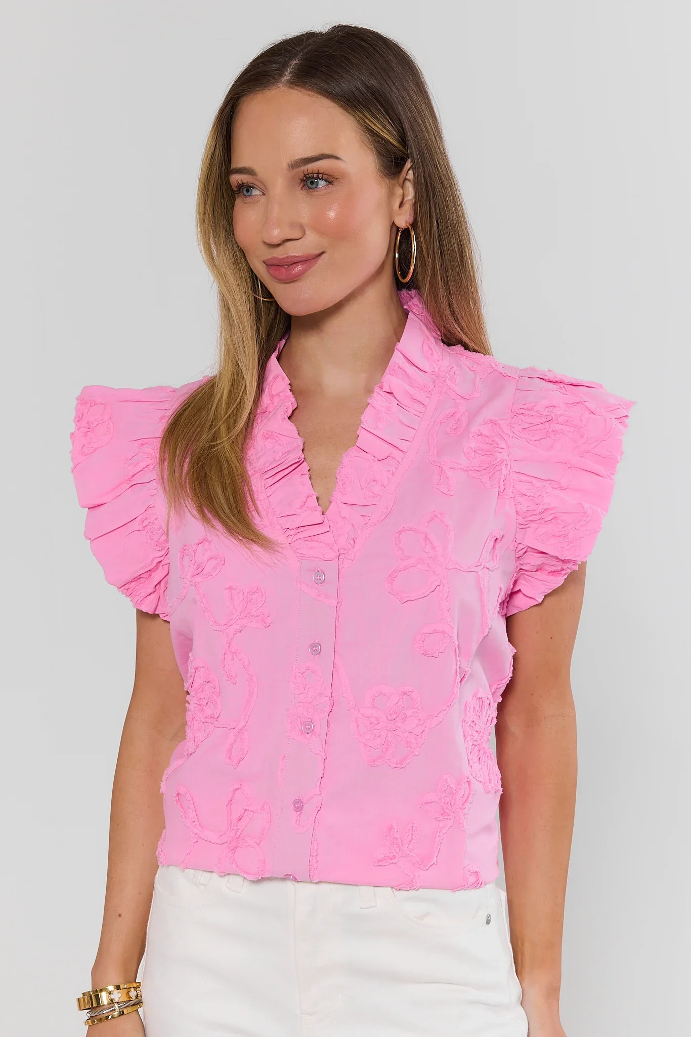 Sandra Light Pink Textured Top | Avara