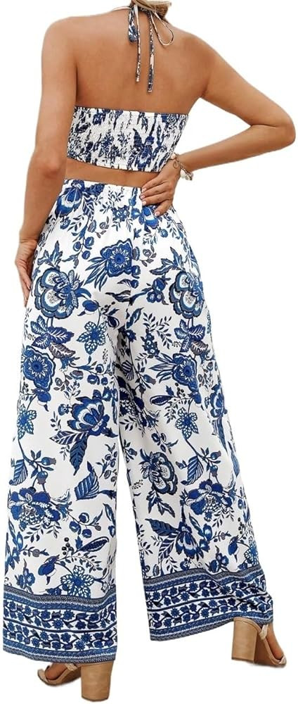 Long Jumpsuits for Women Summer Halterneck Jumpsuit(Large) | Amazon (US)