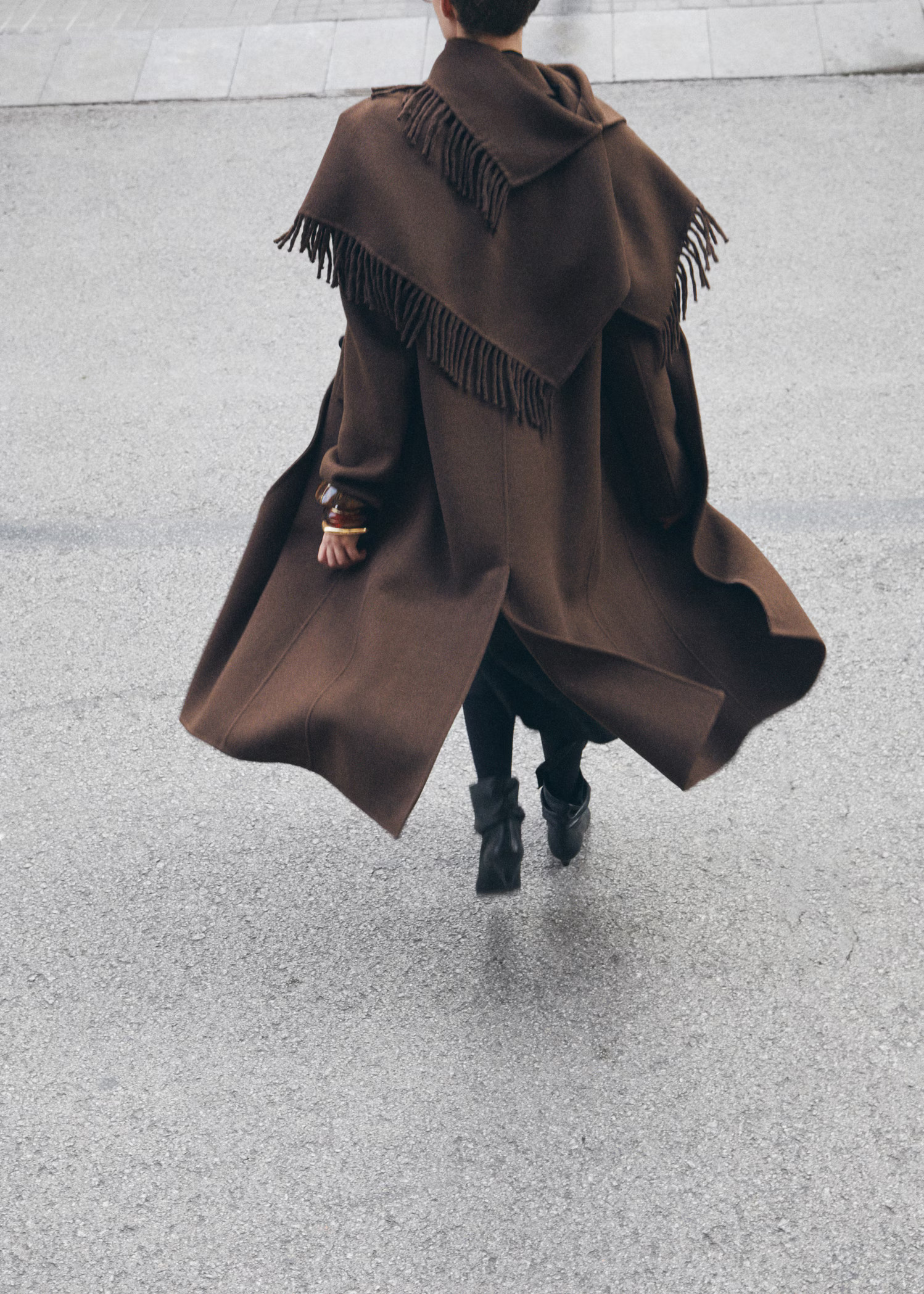 Wool coat with fringed scarf - Women | MANGO USA | Mango (US/MX/AU)
