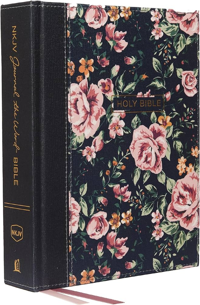 NKJV, Journal the Word Bible, Cloth over Board, Gray Floral, Red Letter, Comfort Print: Reflect, ... | Amazon (US)