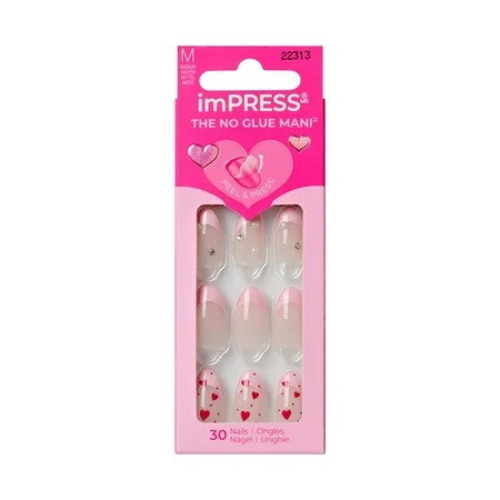 KISS imPRESS Valentine’s Day Press On Nails Almond Still the One Medium shape 30 Count | Walmart (US)