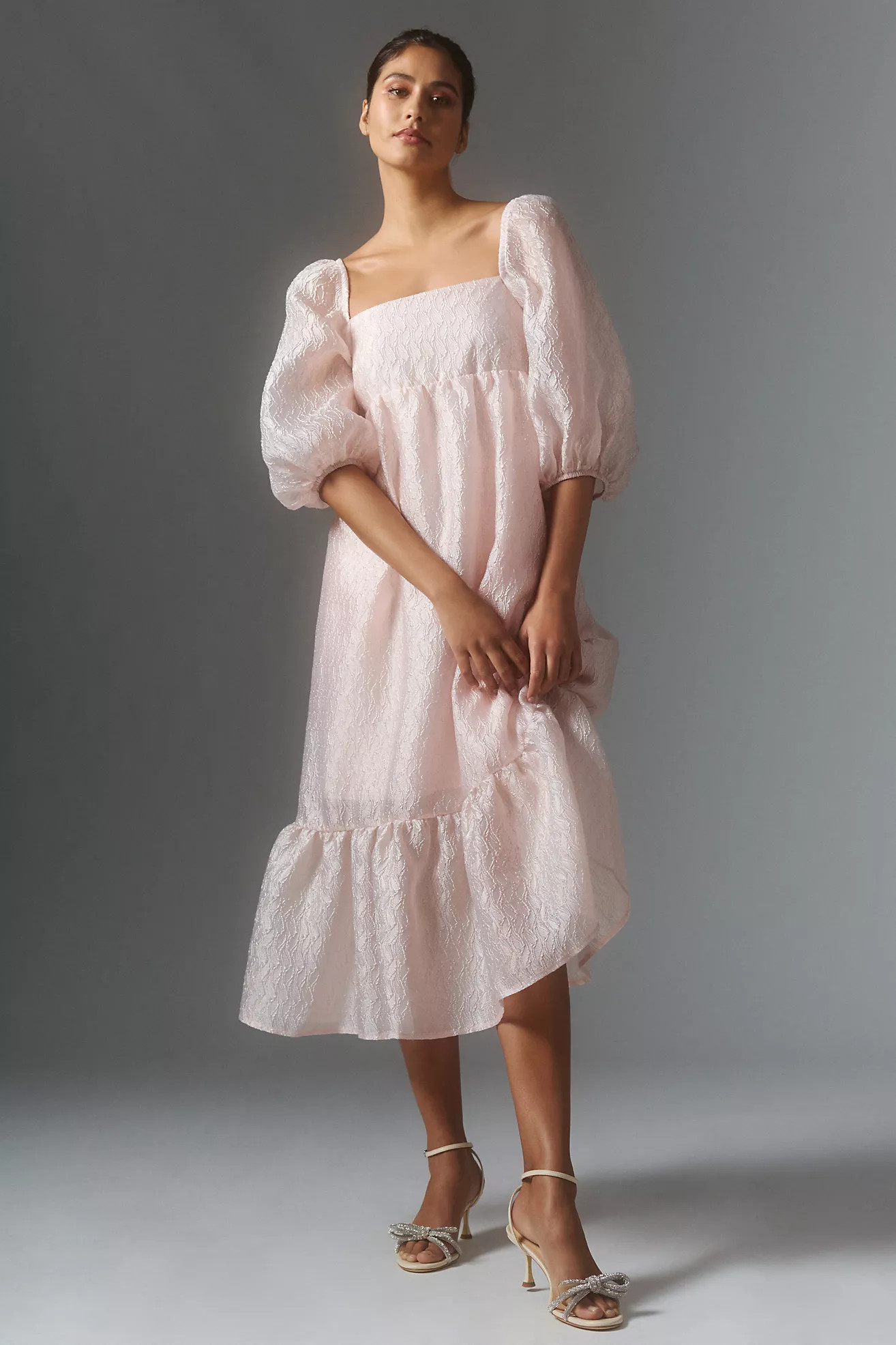 By Anthropologie Textured Puff-Sleeve Dress | Anthropologie (US)