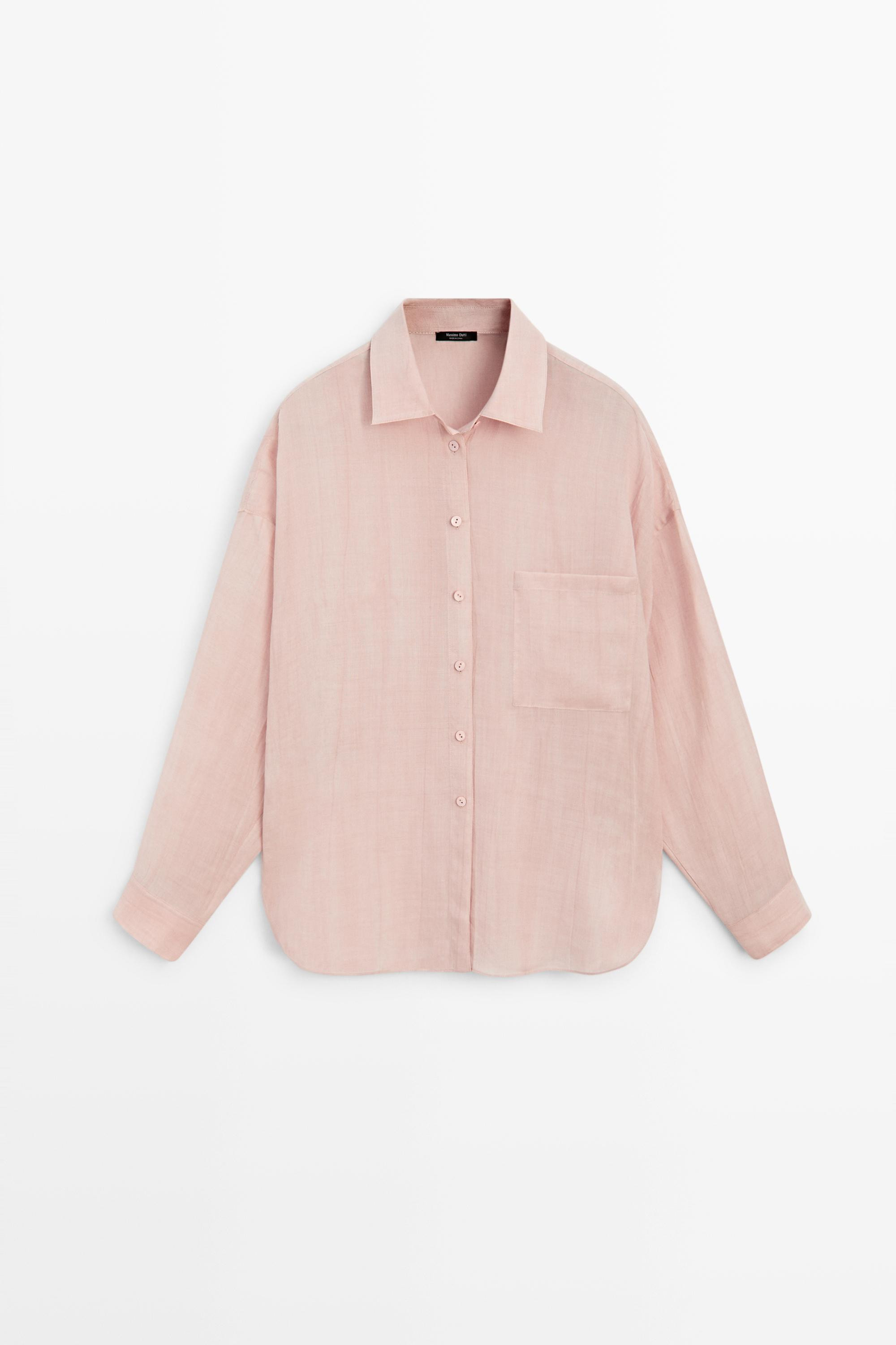 Flowing ramie pocket shirt | Massimo Dutti UK