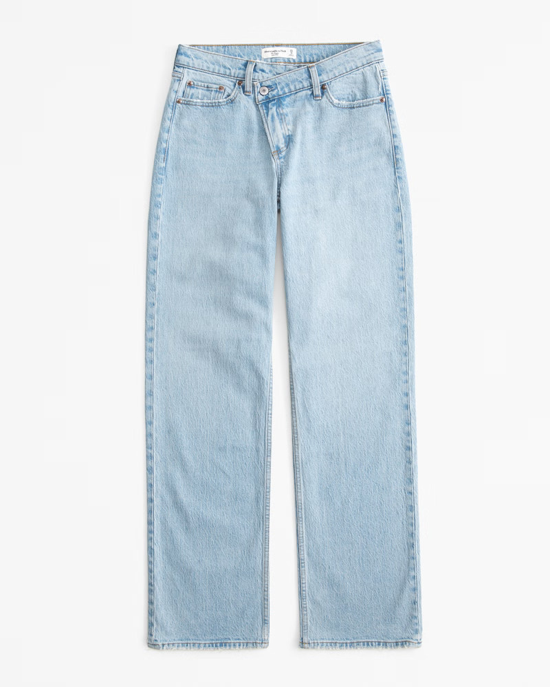 Abercrombie & Fitch Women's Low Rise Baggy Jean in Light With Crossover Waistband - Size 30 | Abercrombie & Fitch (US)