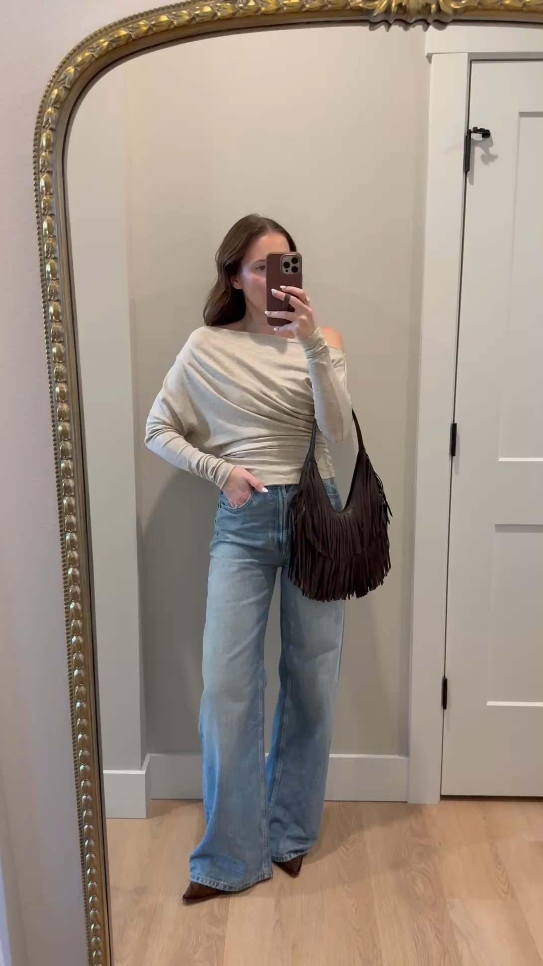 Spring date night outfit ❤️ all from Zara! This off the shoulder top is soft, comfortable and flattering. Wearing a small top and size 2 denim

Fringe bag, Zara style, outfit idea, what I’m wearing, wide leg denim 

#LTKfindsunder50 #LTKVideo