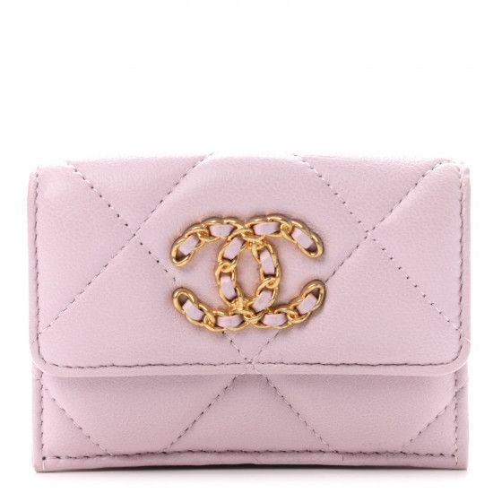 CHANEL Goatskin Quilted Chanel 19 Flap Wallet Pink | Fashionphile