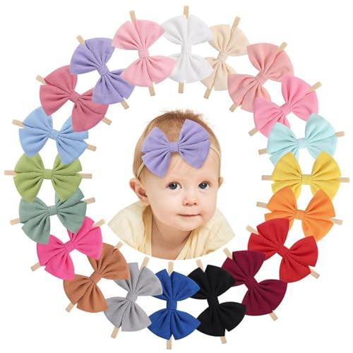 doboi 20PCS Baby Girls Headbands Hair Bows Nylon Hairbands Hair Accessories for Newborn Infant Toddlers Little Girls | Amazon (US)