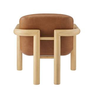 Best Master Furniture Milo Modern Natural Wood Frame Faux Leather Accent Chair TPP02N - The Home ... | The Home Depot