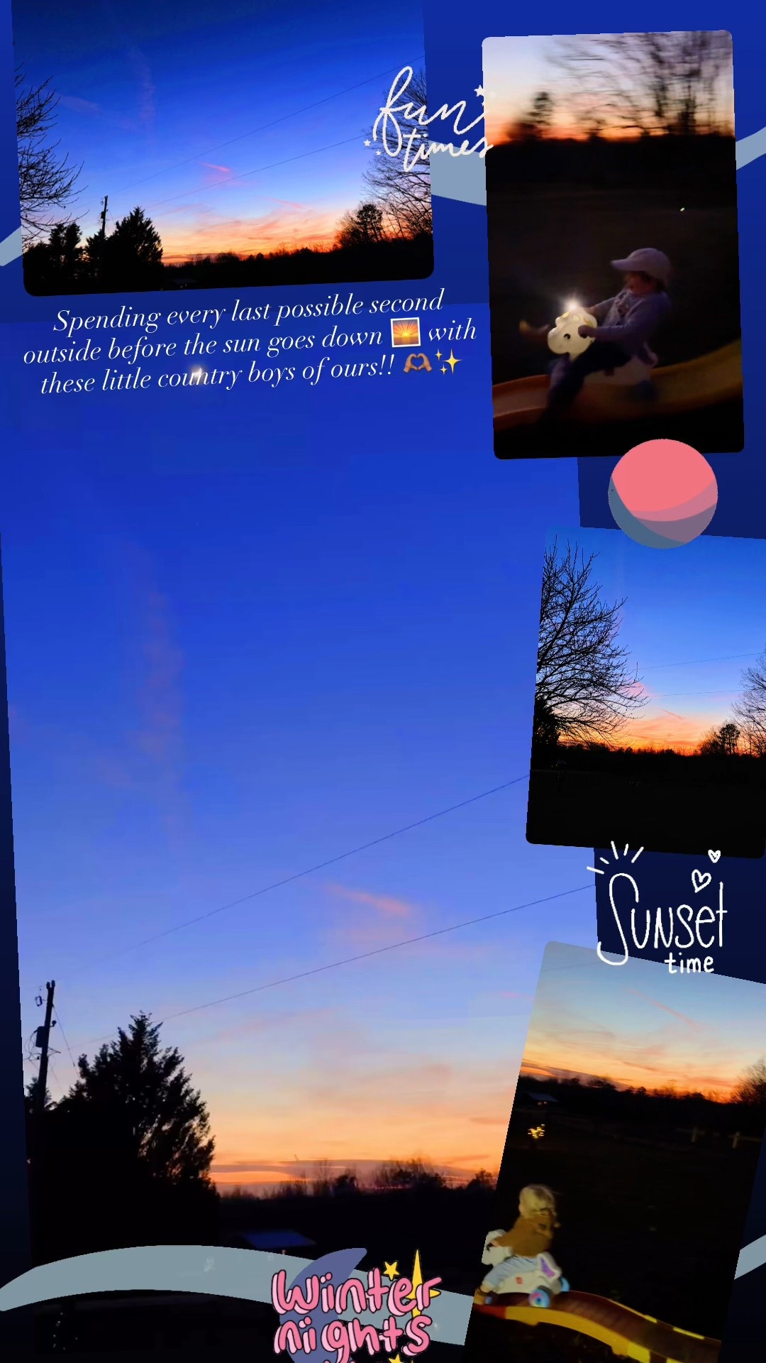 Spending every last possible second outside before the sun goes down 🌅 with these little country boys of ours!! 🫶🏽✨