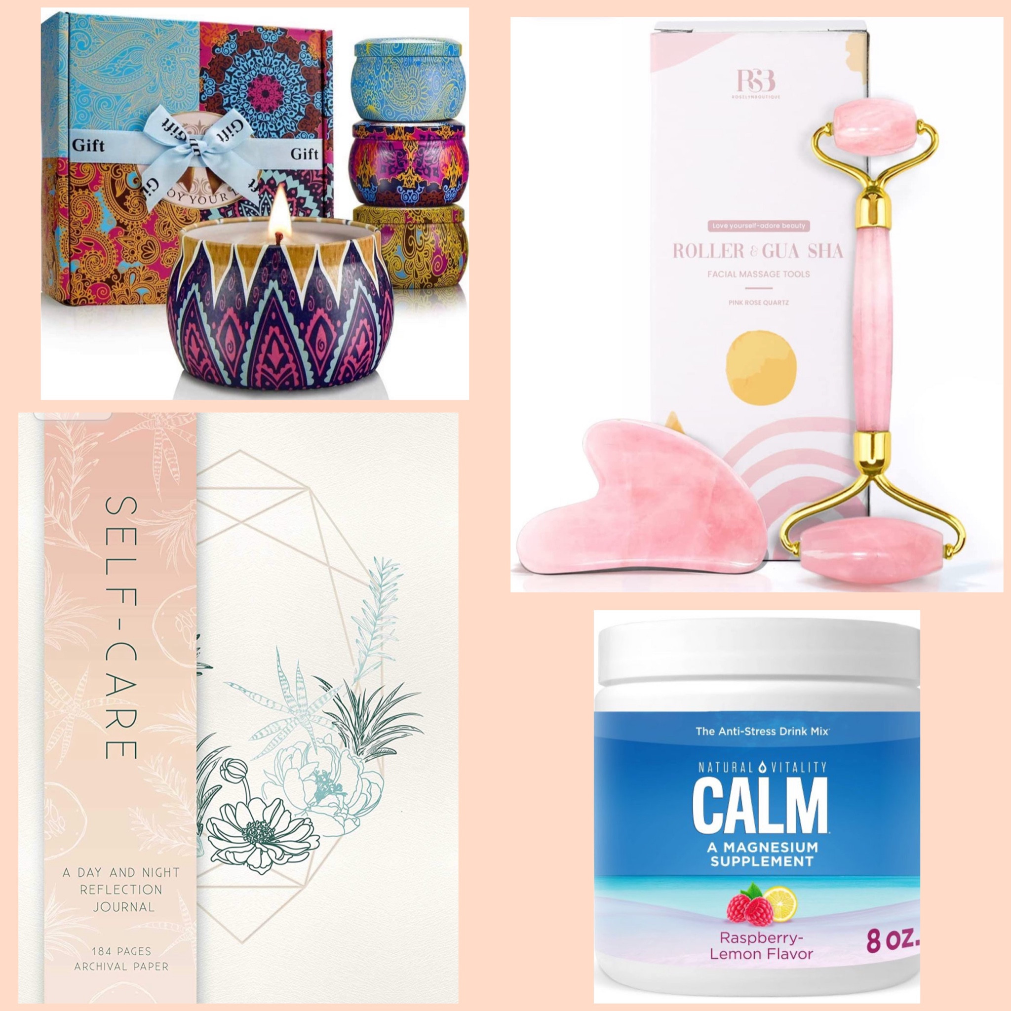 Self care items that are easy to locate and affordable! I love journaling and when there are prompts given, it helps me guide my thoughts! The roller and the gummies are also a must as they simply soothe you! And the candles just lift the spirit altogether.!!#LTKGiftGuide

#LTKbeauty #LTKunder50
