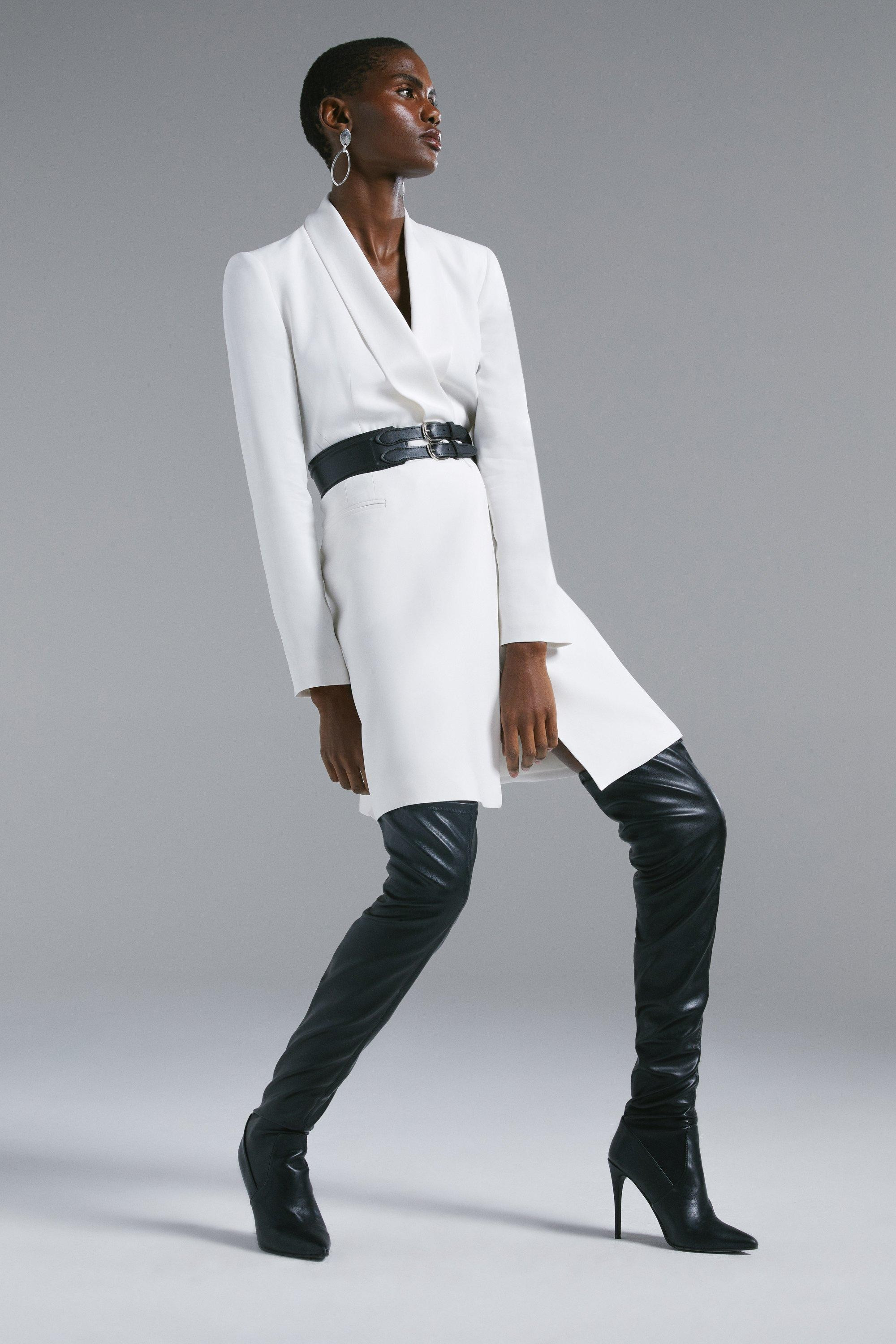 Tailored Tuxedo Wrap Mini Dress | Karen Millen UK + IE + DE + NL