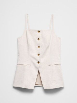 Linen-Blend Square-Neck Cutaway Vest | Banana Republic Factory