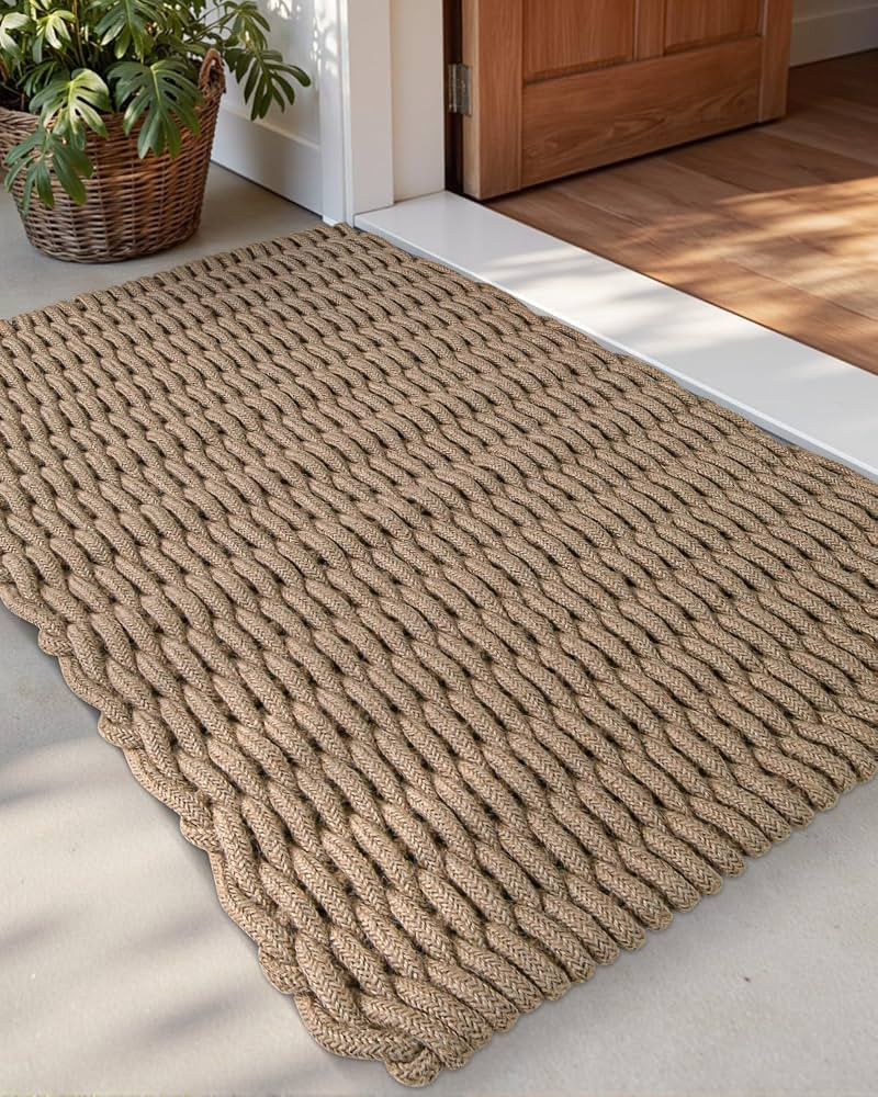 DEXI Jute Door Mat for Front Entryway, 24x35 Braided Woven Doormat Outside Entrance, Dirt Trapper... | Amazon (US)