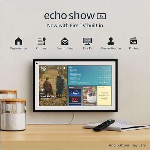 Echo Show 15 | Full HD 15.6" smart display with Alexa and Fire TV built in | Remote included | Amazon (US)