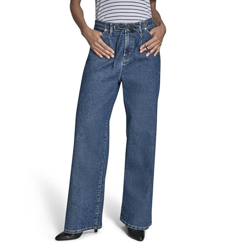 BCBG Women's Straight Leg Jean with tie Waist, Timeless, 12 | Amazon (US)