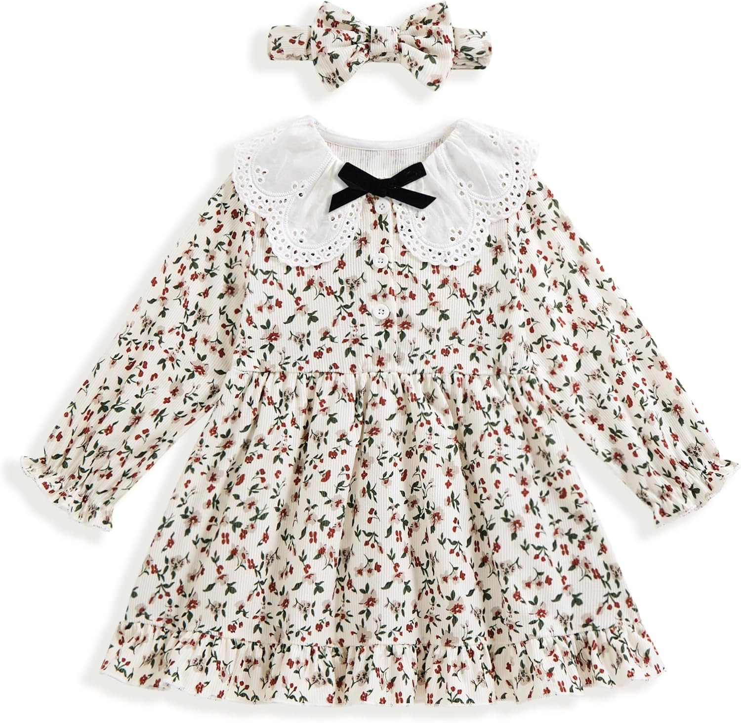 Vibebox Toddler Girls Dress Fall Winter Long Sleeve Princess Outfits 12M-4T | Amazon (US)