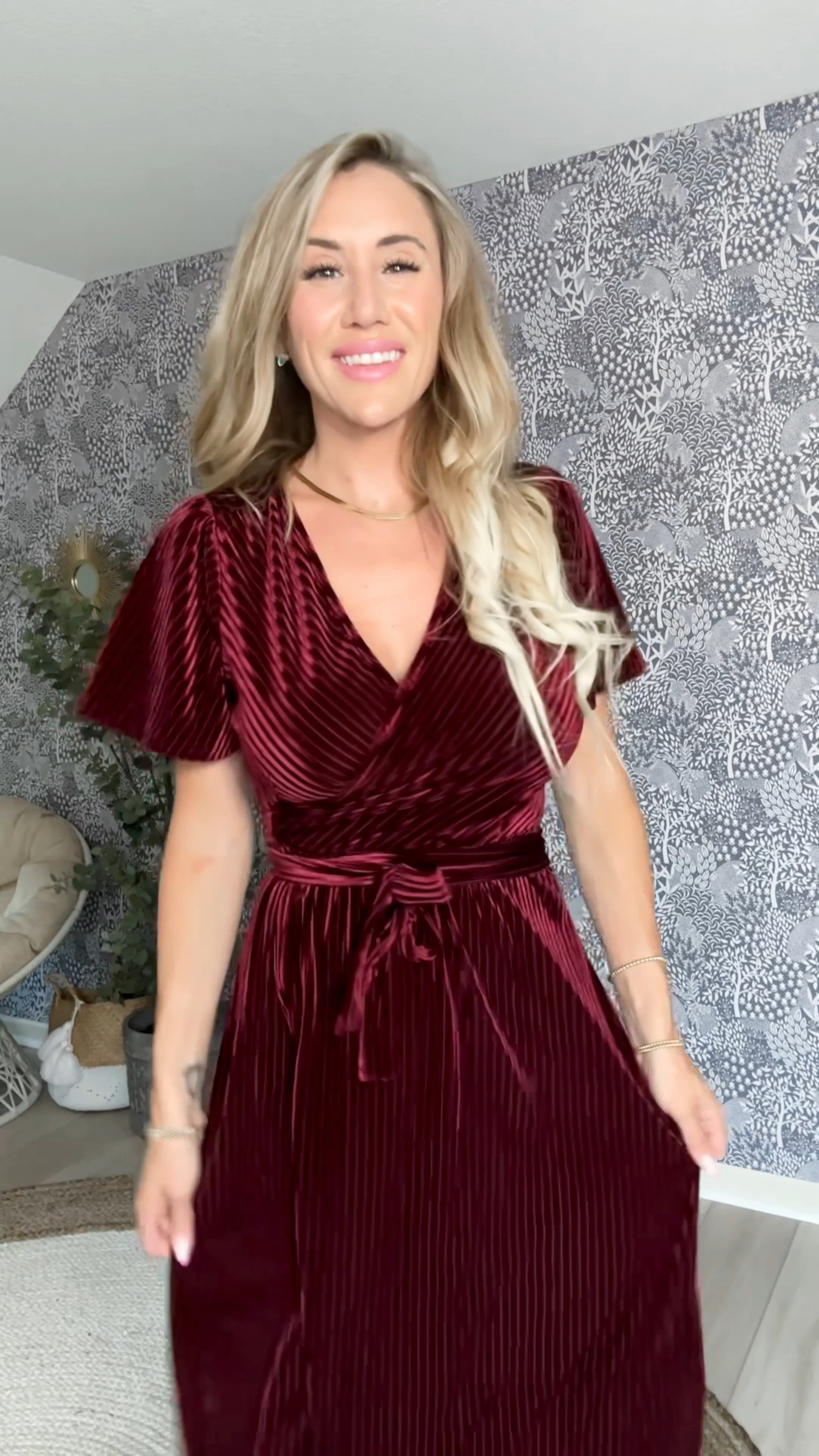 $40 Beautiful velvet style maxi dress in burgundy red with wrap waist, v-neck and short sleeves. Perfect early fall wedding guest dress or cocktail event. Wearing size small. Several colors available #amazon #amazonfinds #amazonstyle #amazonfashion

#LTKstyletip #LTKunder50 #LTKwedding