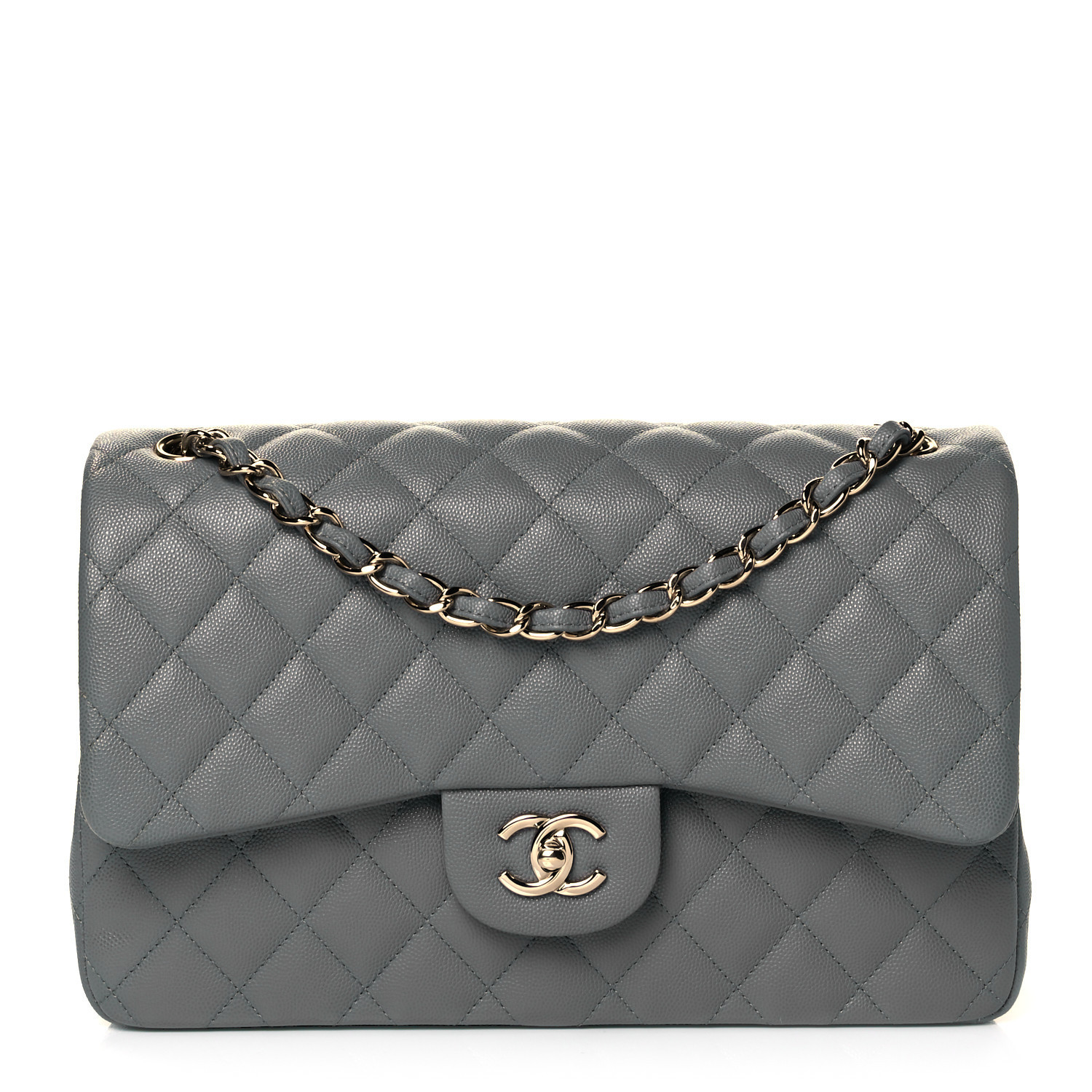 CHANEL

Caviar Quilted Jumbo Double Flap Grey | Fashionphile