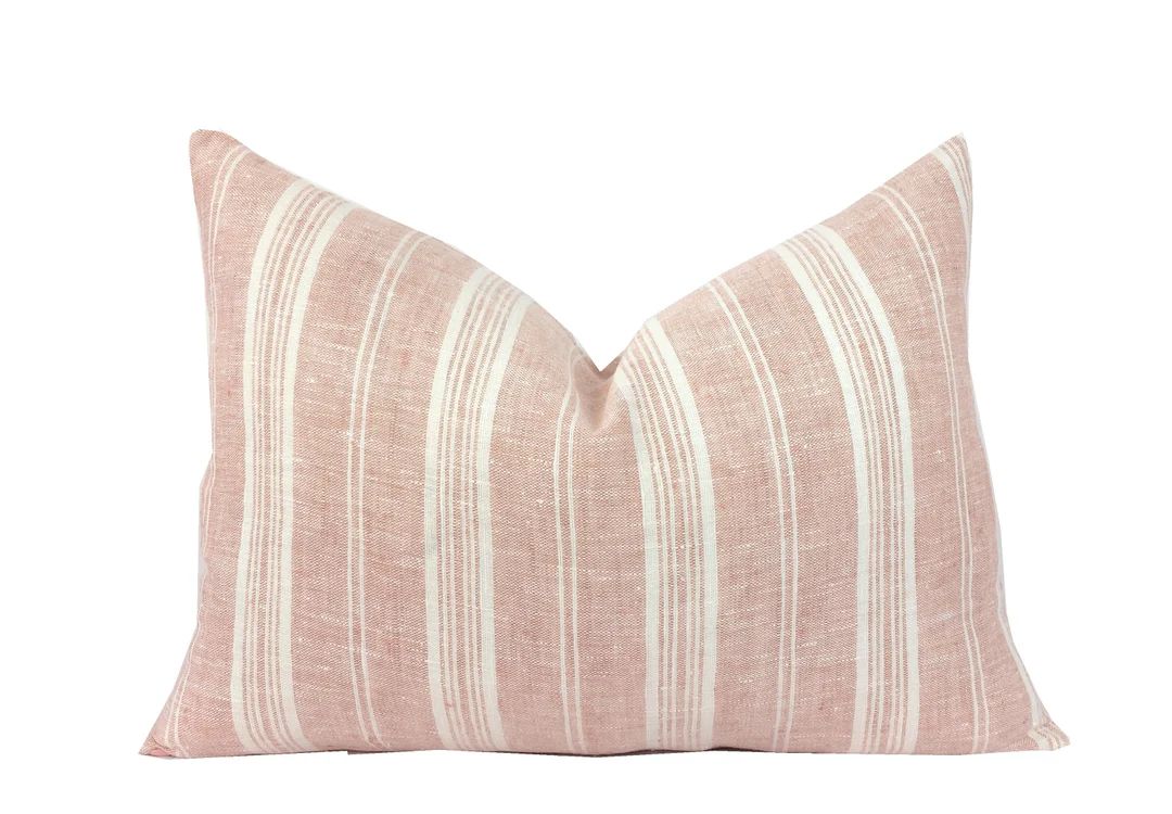 Rosy Pink Lumbar Pillow Cover  Linen  Lumbar Sizes  Same - Etsy | Etsy (US)