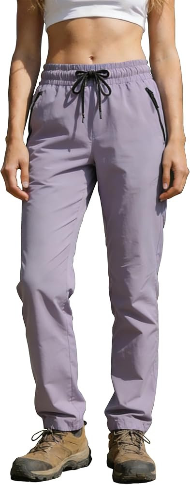 Womens Hiking Pants Water Resistant Quick Dry Sweatpants Elastic Waist UPF 50+ Cargo Lightweight ... | Amazon (US)