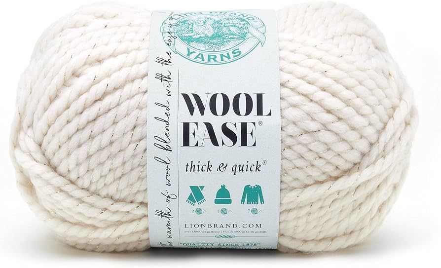 Lion Brand Yarn Wool-Ease Thick & Quick Yarn, Soft and Bulky Yarn for Knitting, Crocheting, and C... | Amazon (US)