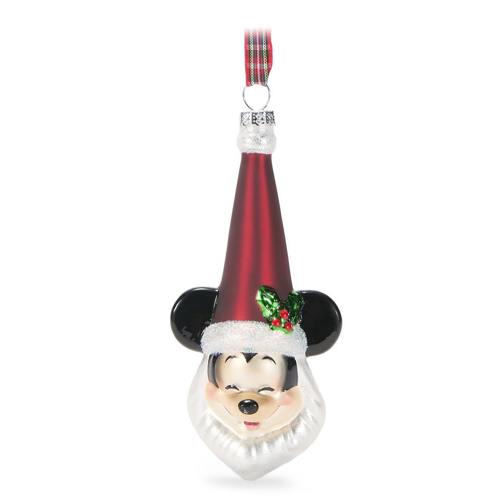 Mickey Mouse as Santa Claus Glass Ornament | Disney Store
