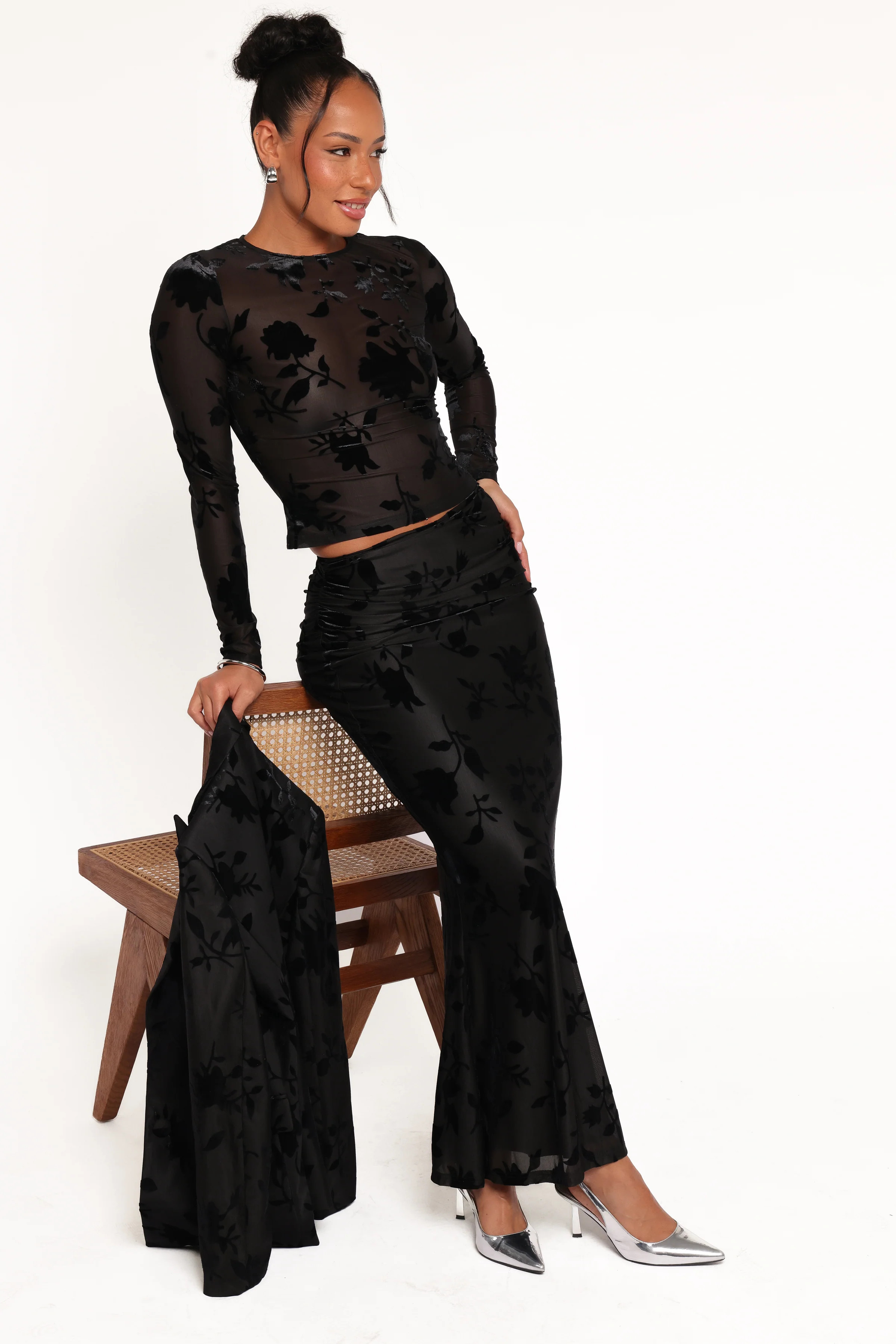 Emily Burnout Velvet Skirt - Black | Petal & Pup (US)