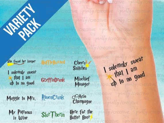 Harry Potter Theme Bachelorette Temporary Tattoo Variety Pack | Etsy | Etsy (US)