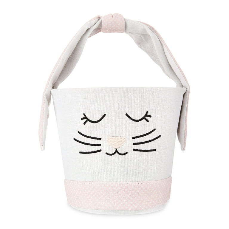 Way To Celebrate Easter Fabric Bunny Easter Basket, Pink | Walmart (US)