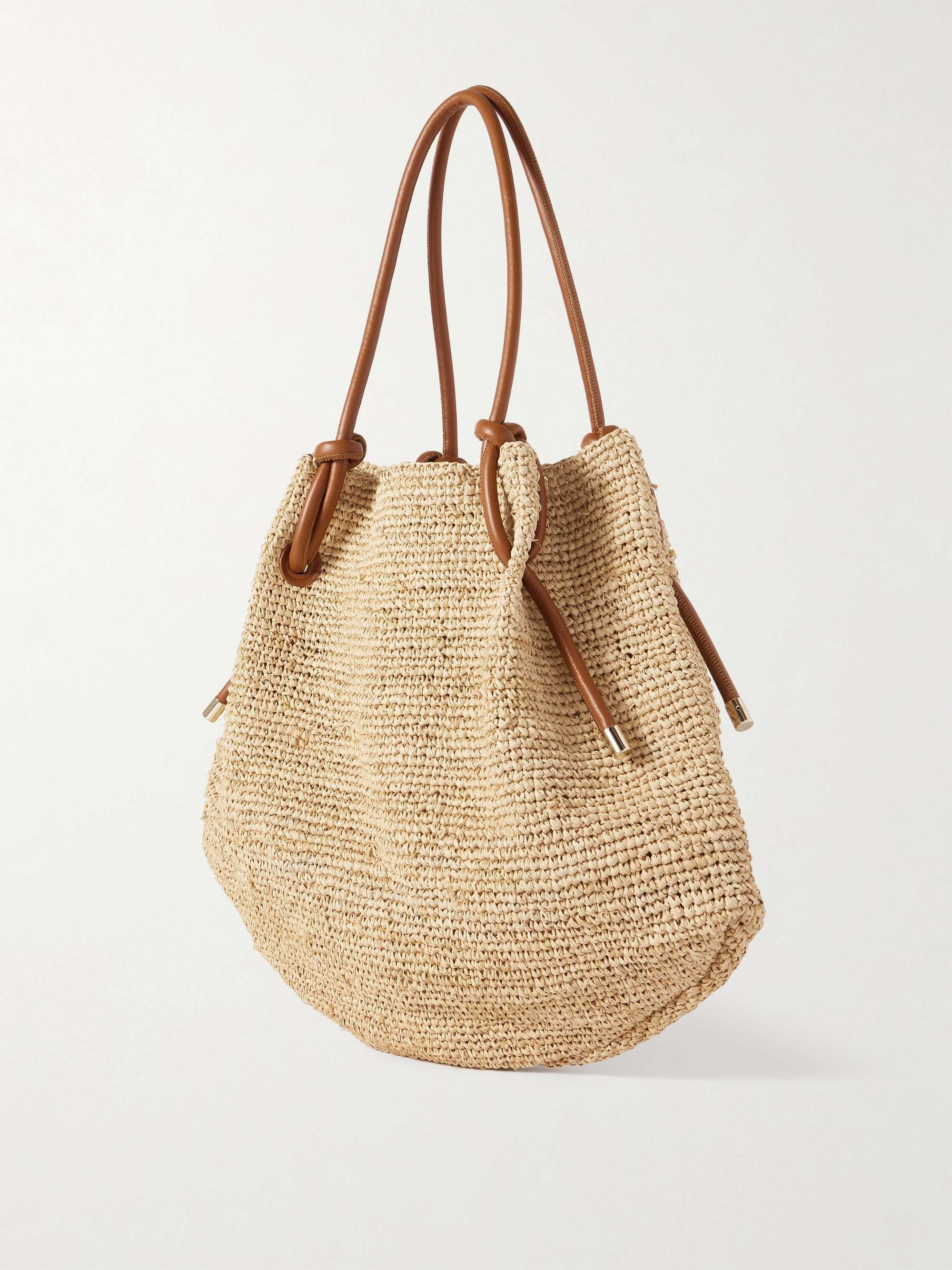 CHRISTIAN LOUBOUTINBy My Side leather-trimmed crocheted raffia tote | NET-A-PORTER (UK & EU)
