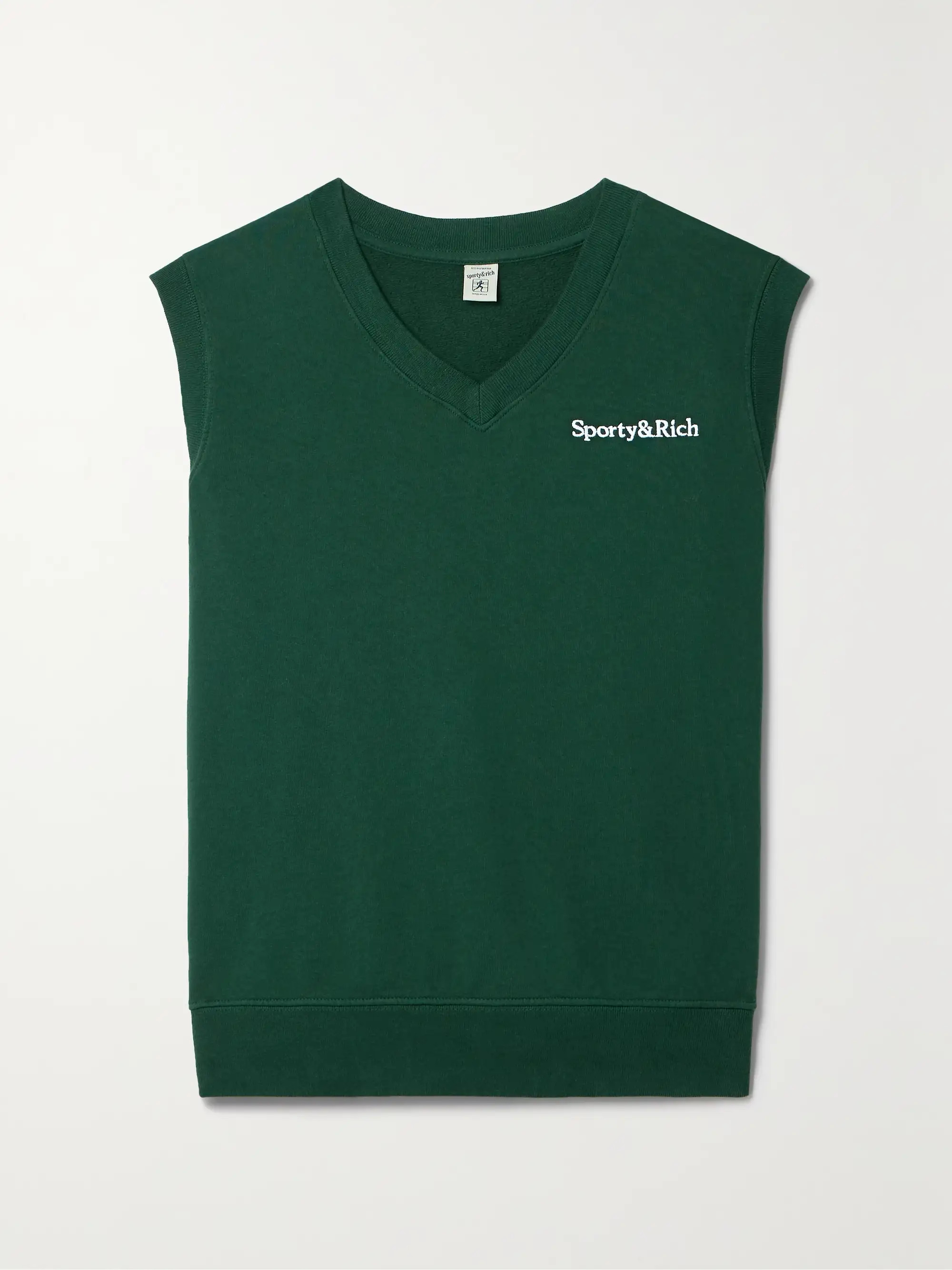 Embroidered cotton-jersey vest | NET-A-PORTER (US)