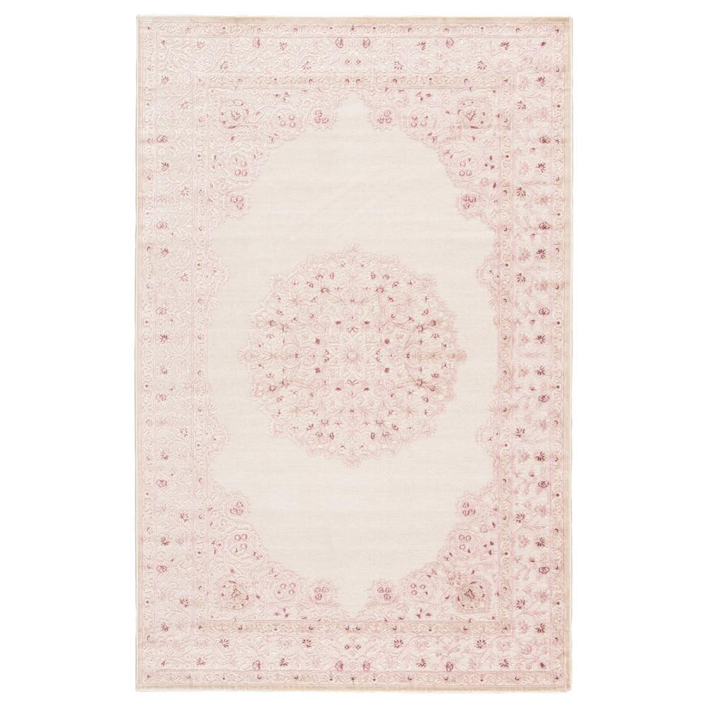 Jaipur Rugs Machine Made Bright White 5 ft. x 8 ft. Medallion Area Rug-RUG128337 - The Home Depot | The Home Depot