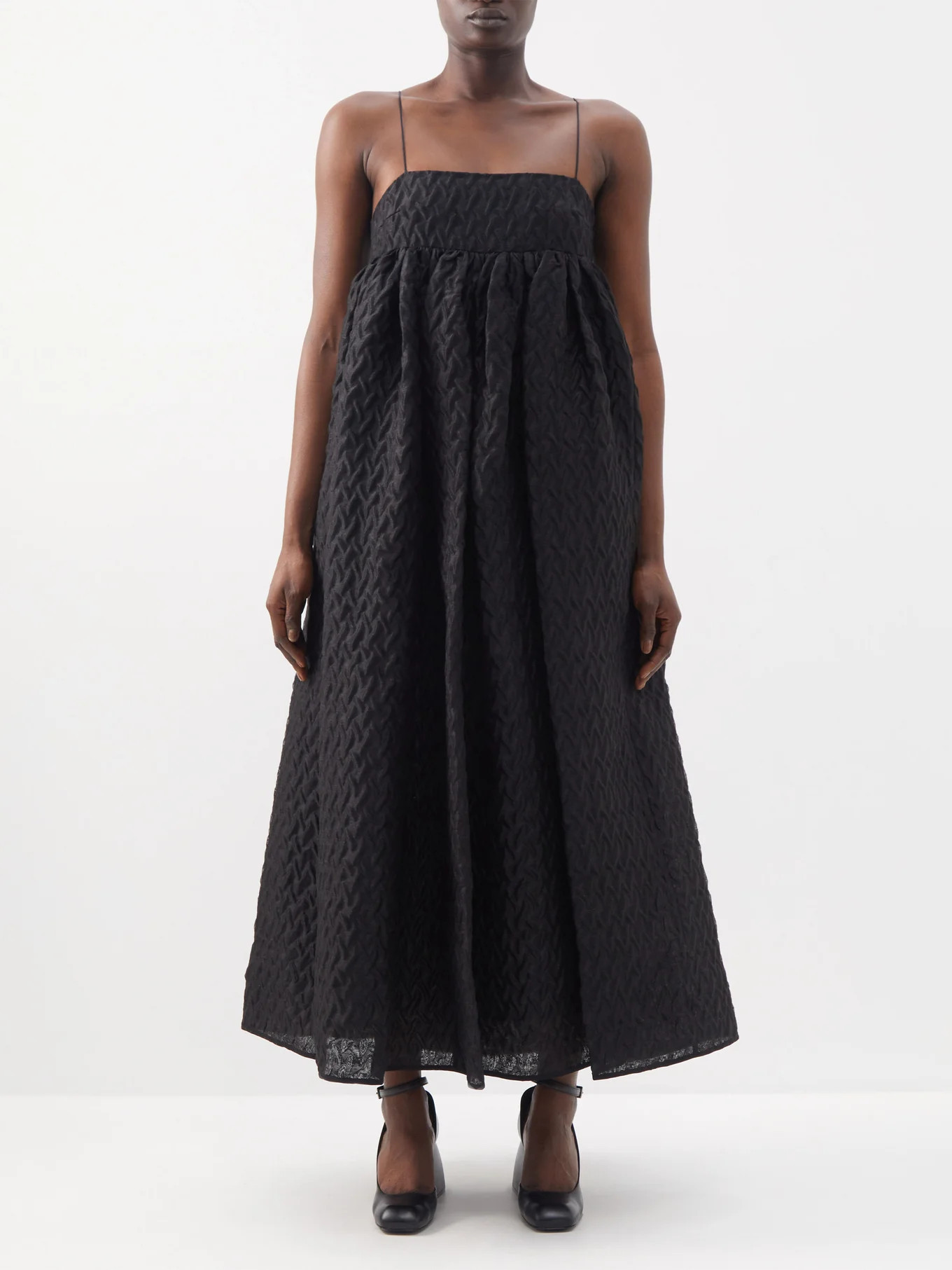 Edition Beth square-neck linen-blend cloqué dress | Matches (UK)