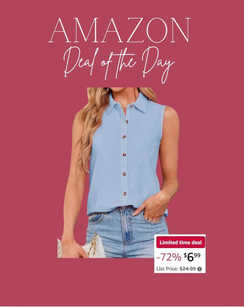 Amazon deal of the day 

Women’s sleeveless button down shirts cotton linen blouses under $7!! O

#LTKootd #LTKSaleAlert