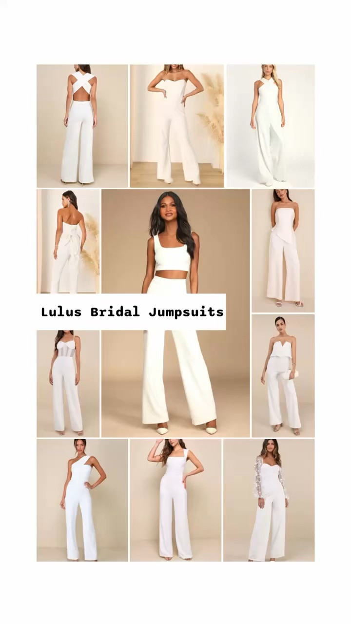 White wedding bridal jumpsuit options @Lulus 

Bachelorette party jumpsuit, bridal shower jumpsuit, fall  jumpsuit, summer jumpsuit. 

Engagement photo shoot jumpsuit, engagement party jumpsuit, rehearsal dinner jumpsuit, welcome dinner jumpsuit.

#LTKWedding #LTKSeasonal
