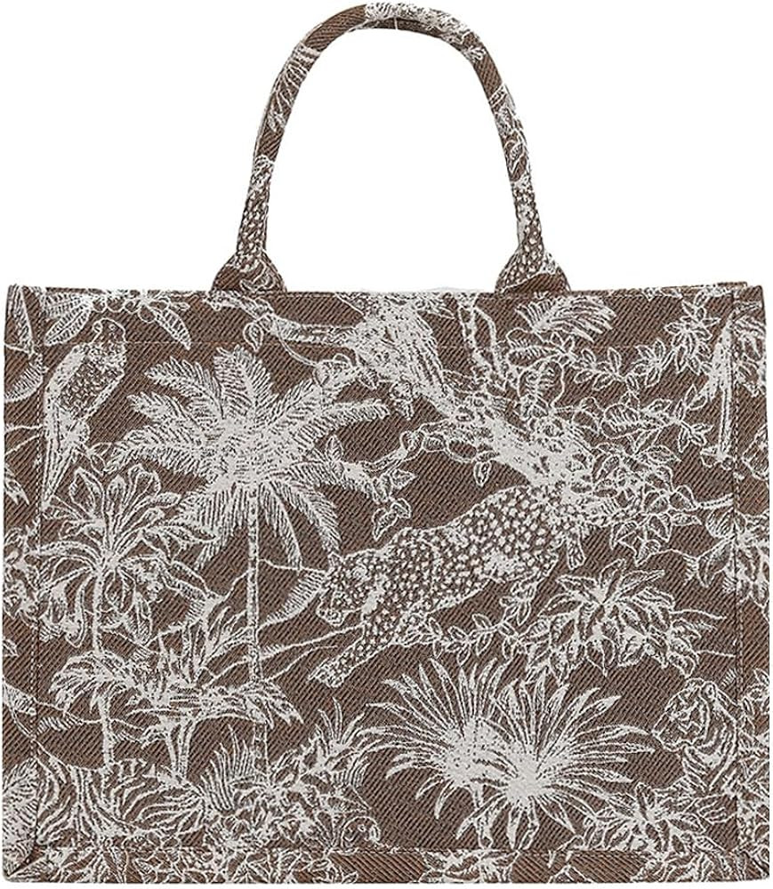 Fashion Luxury Tote Bag Cotton Linen Handbag Large Capacity Jacquard Retro Exquisite | Amazon (US)