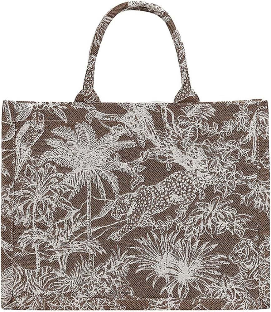 Fashion Luxury Tote Bag Cotton Linen Handbag Large Capacity Jacquard Retro Exquisite | Amazon (US)