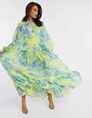 ASOS EDITION oversized maxi dress in phoenix floral print | ASOS (Global)