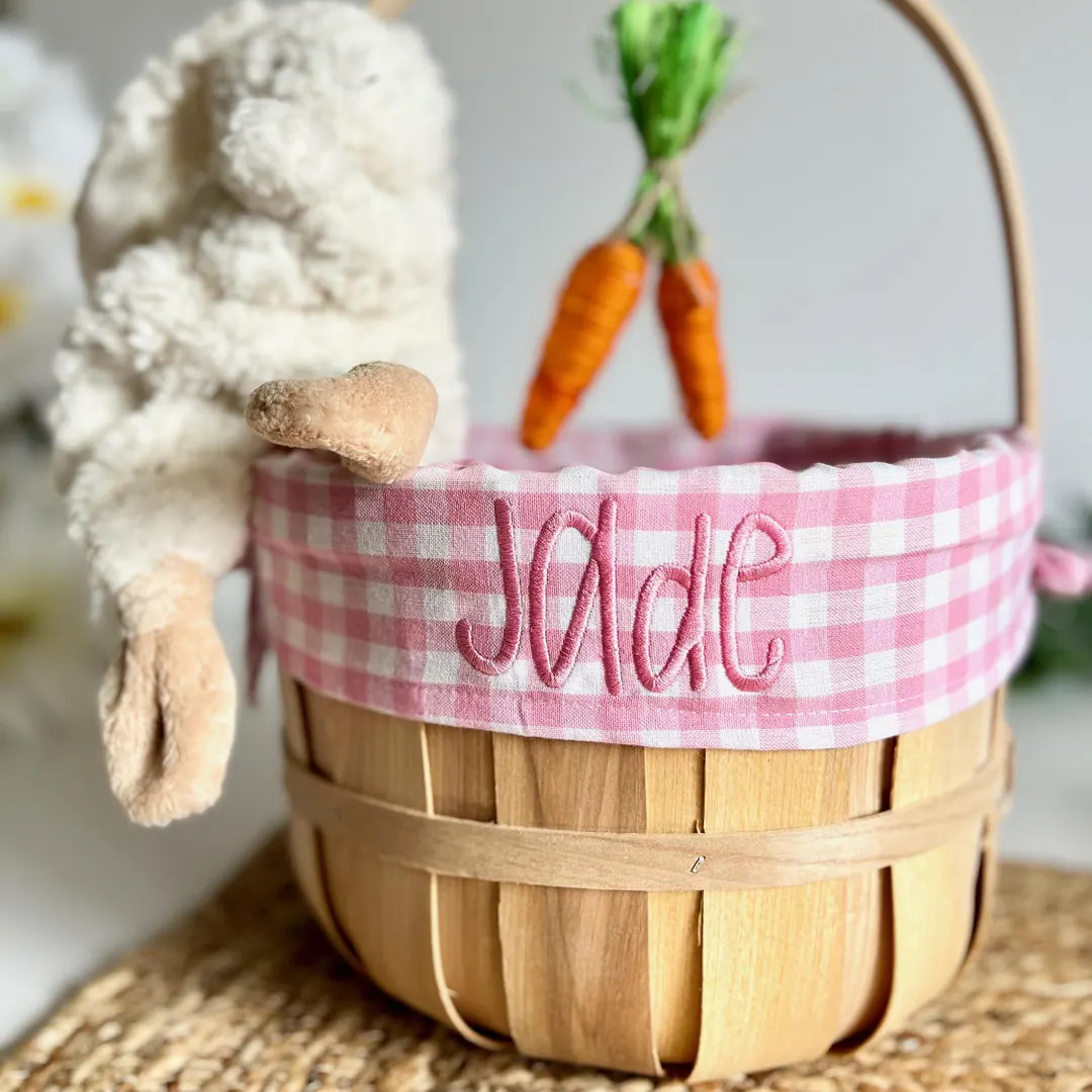 Embroidered Easter Basket, Custom Girl Easter Basket, Easter, Basket, Personalized Easter Basket,... | Etsy (US)