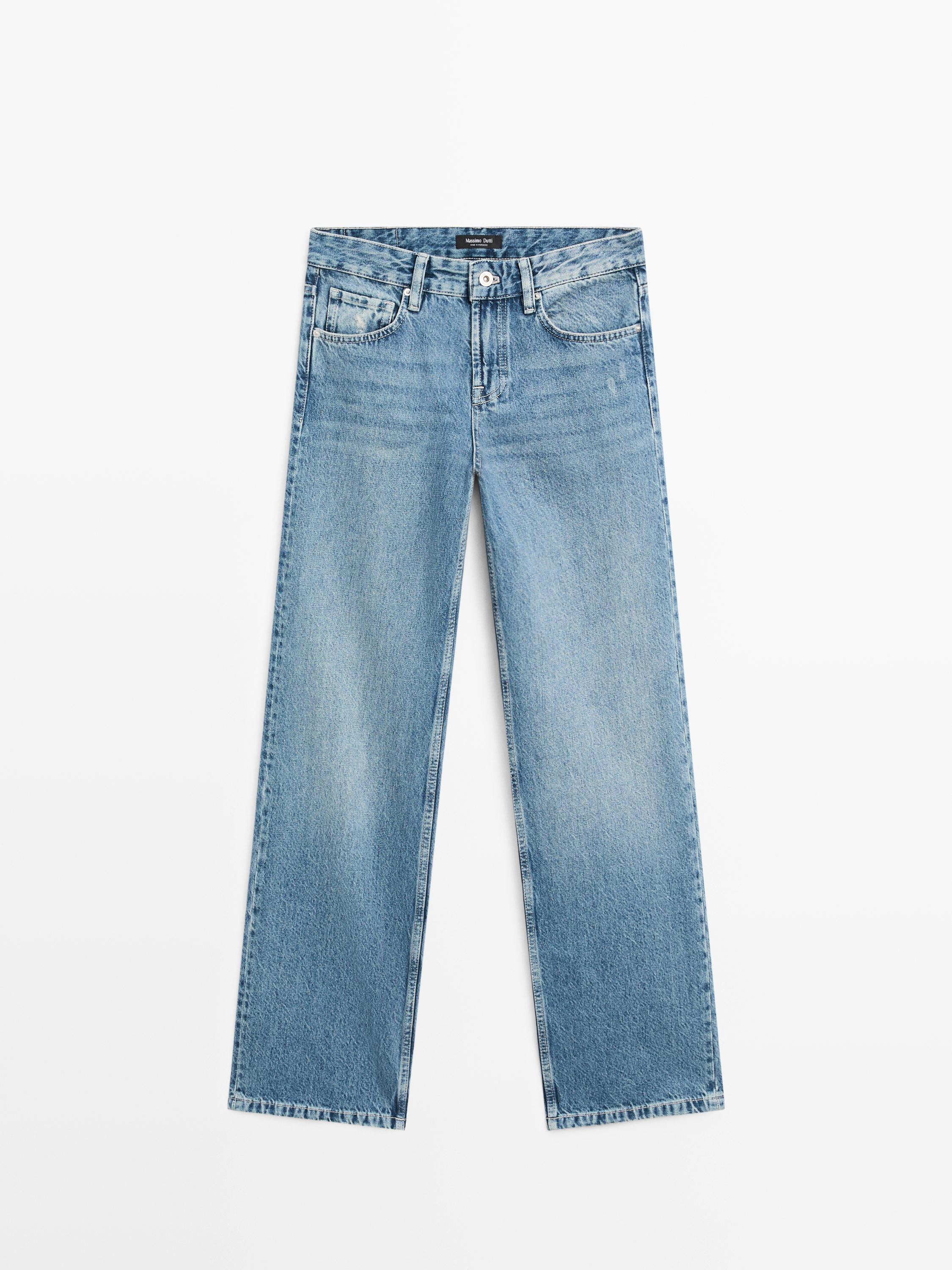 Low-rise straight-leg jeans | Massimo Dutti UK