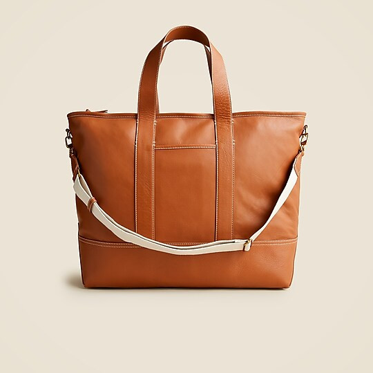 Weekender Montauk tote in leather | J. Crew US
