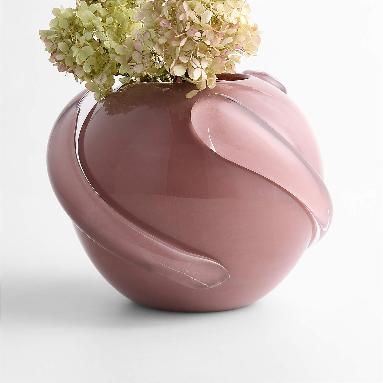 Rose Tinted Round Glass Vase 9" by Laura Harrier and Tiffany Howell | Crate & Barrel | Crate & Barrel
