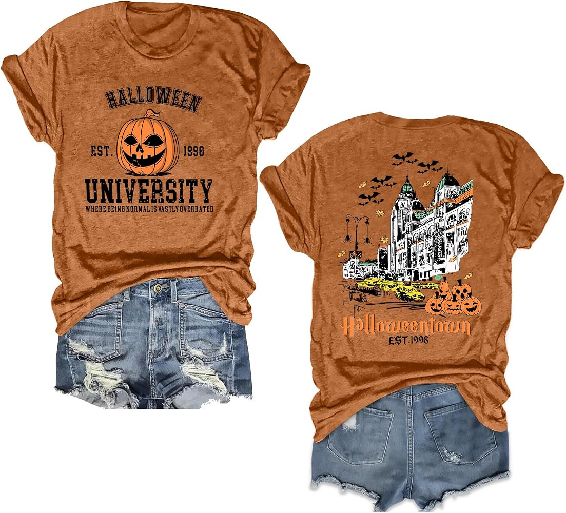 Halloween Shirts Woman Halloweentown University T Shirt Fall Pumpkin Shirt Vintage Spooky Hallowe... | Amazon (US)
